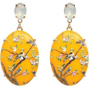 ✨✨ BoHo Vintage Inspired YELLOW Happy Days Floral Birds Earrings  ✨